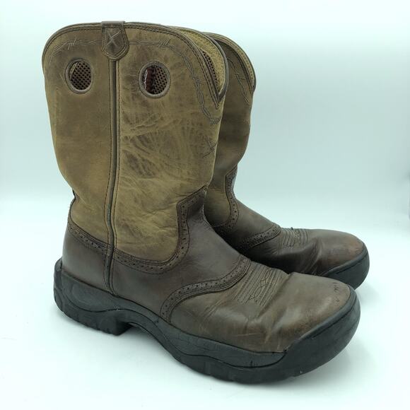 Twisted X All Around Barn Boots Mens 13 Brown Leather Pull On - Picture 1 of 9